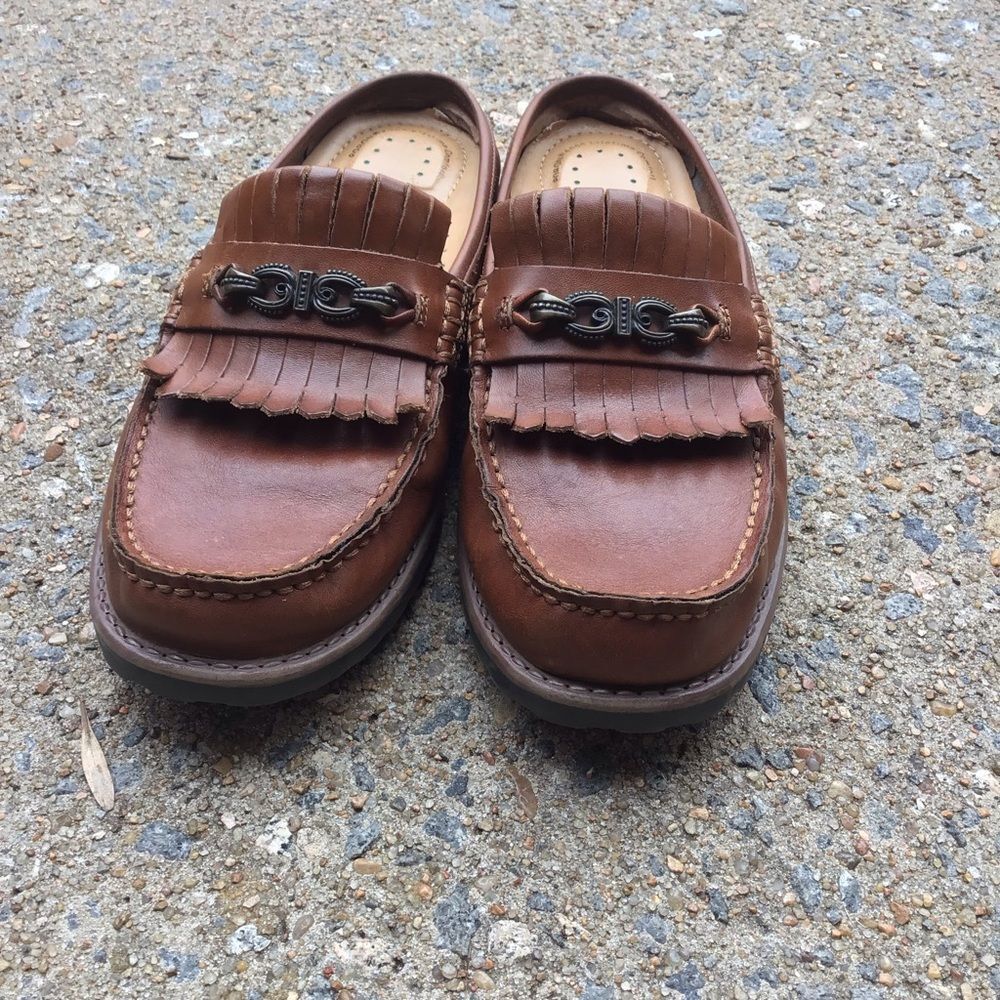 Like New Thom McAn Chestnut Leather Slip-On Loafers - Picture 3 of 6